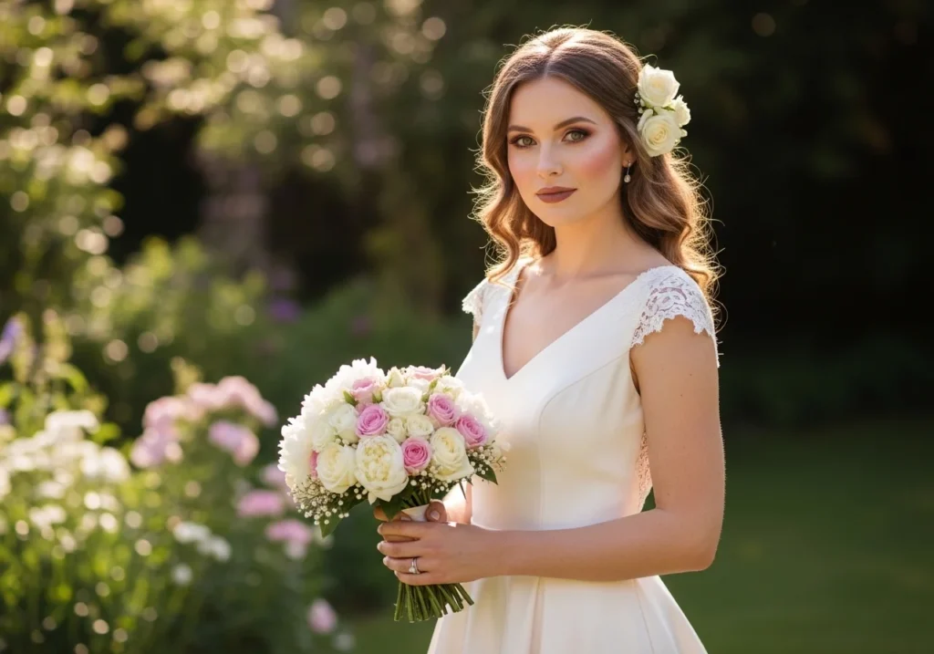 Elegant Bridal Dress Ideas for a Beautiful and Elegant Wedding Look with white lace gown