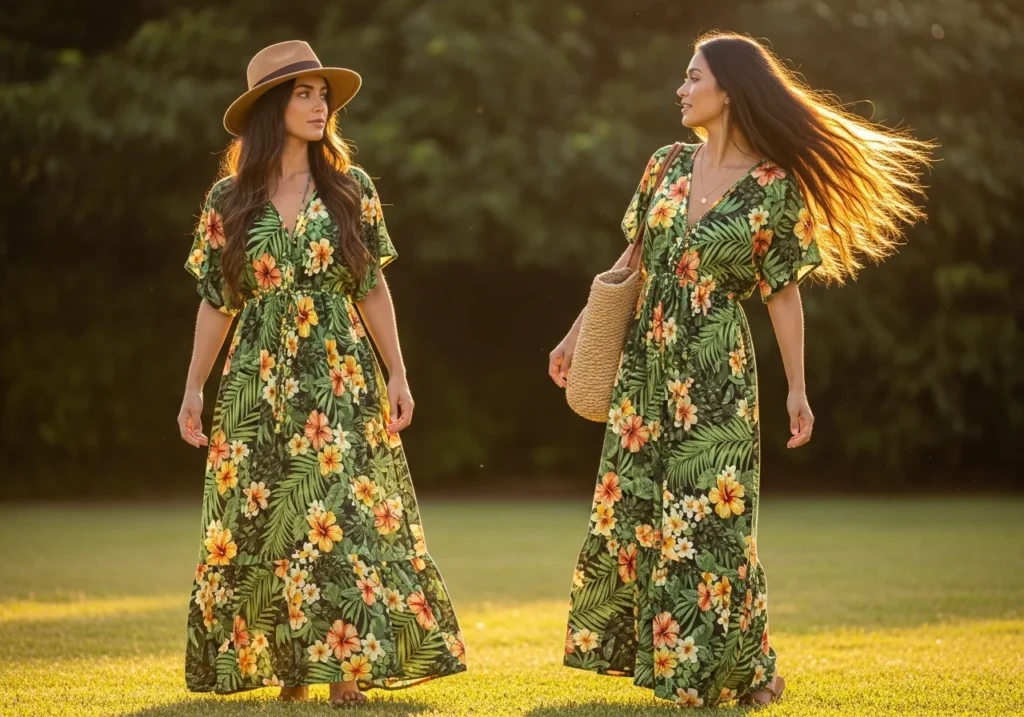 Trendy summer outfit girls wearing crop top and denim shorts