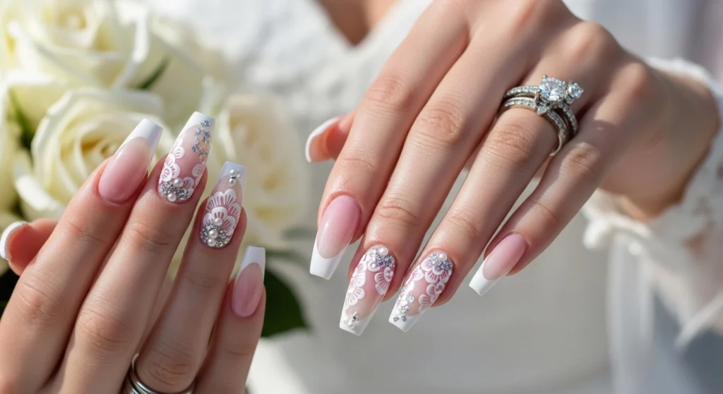 Acrylic wedding nail ideas.