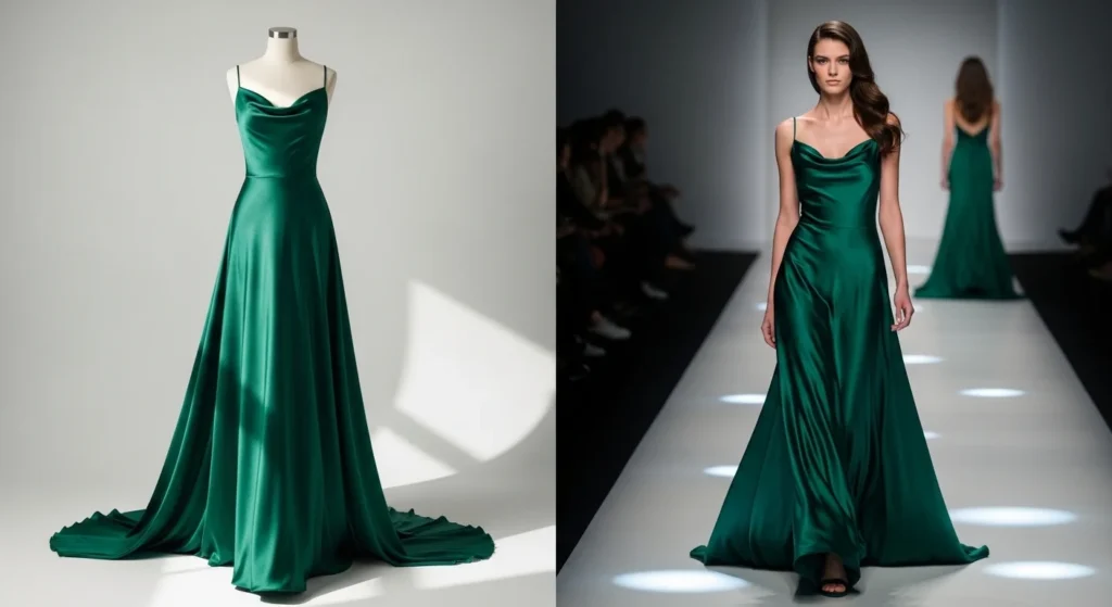 Selection of wedding dresses on hangers