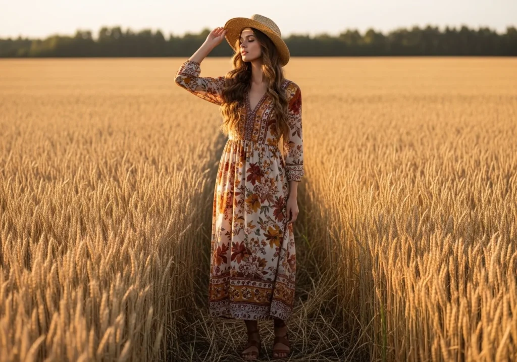 Summer boho outfits with crochet top and wide-leg linen pants.