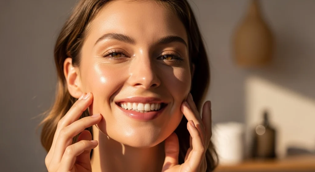 Natural face yoga for glowing skin and facial lift