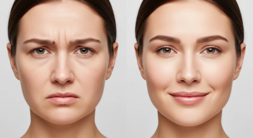 Before and after effects of face yoga