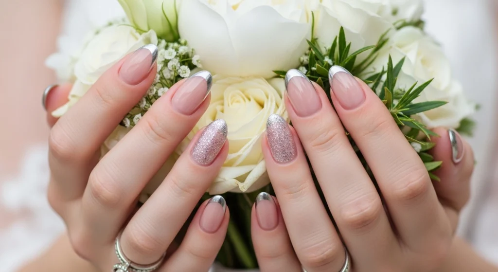 Elegant wedding nail ideas.