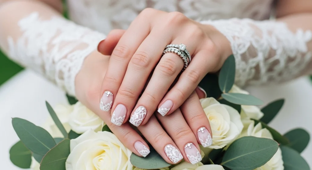 Wedding nail ideas for rings.