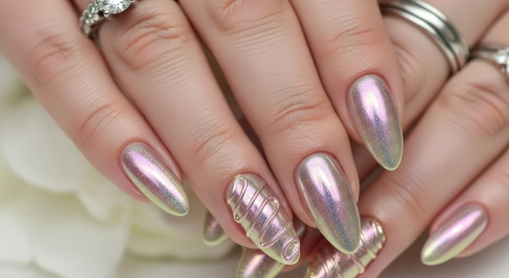 Trendy wedding nail ideas.