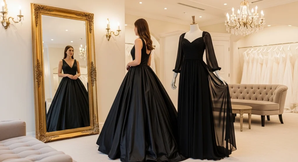 Choosing black wedding dress fabric