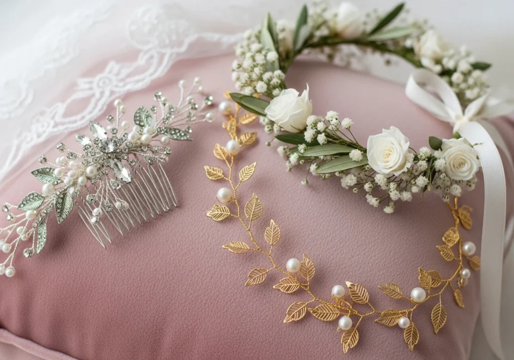Bridal Hair Style Ideas for a Stunning Wedding Day Look with floral hair accessories