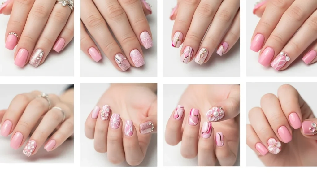 creative pink nail designs collage