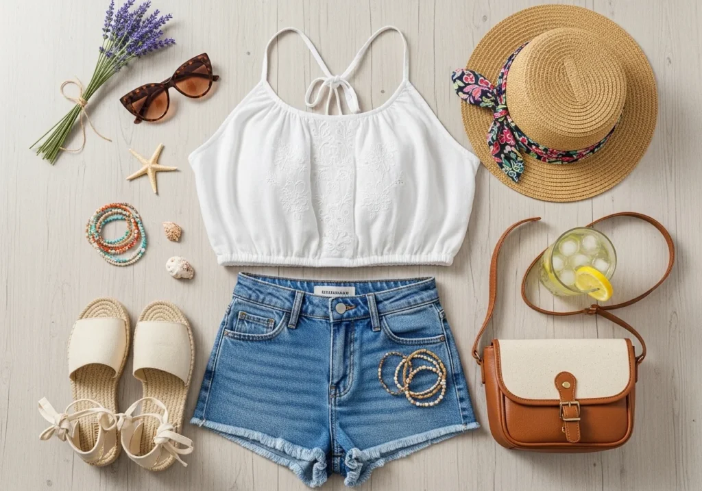 Trendy summer outfits for girls with cute floral dress look