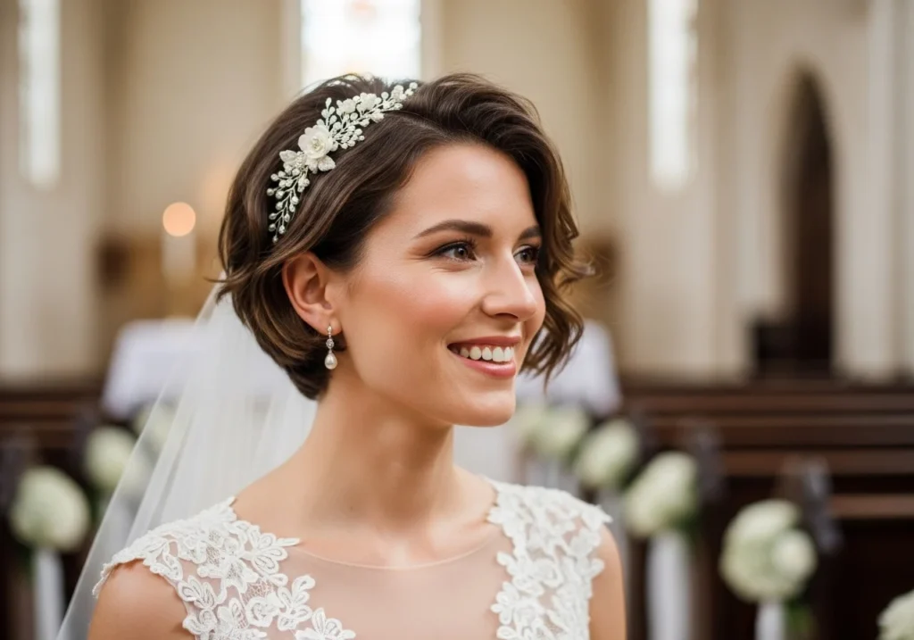 Bridal Hair Style Ideas for a Stunning Wedding Day Look with floral hair accessories