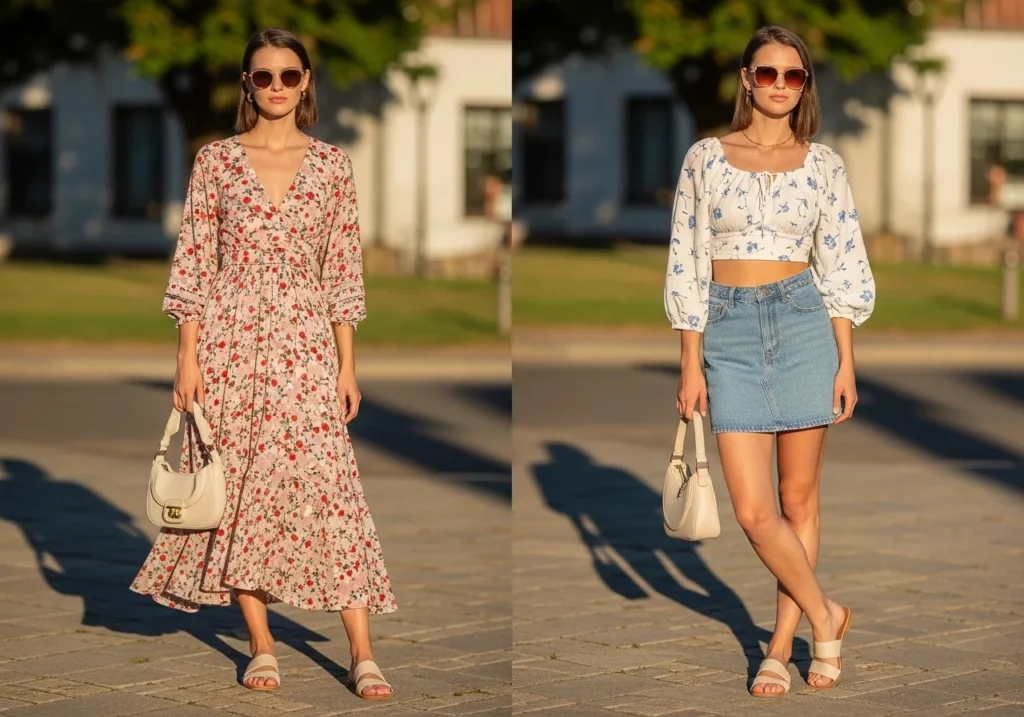 Trendy summer outfits for girls with cute floral dress look