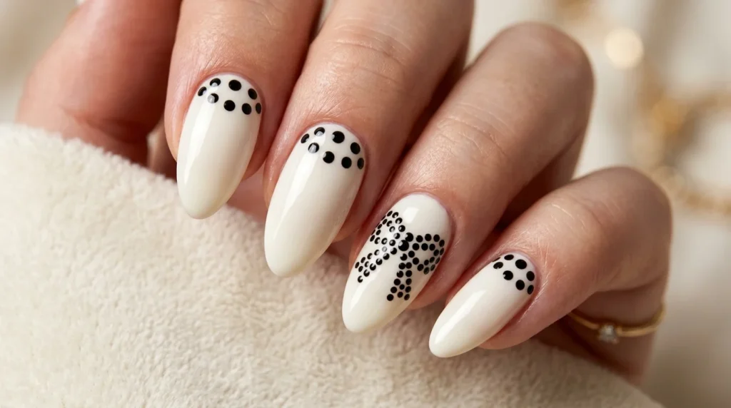 Retro-inspired Polka Dot Nail Designs with creative monochrome dot patterns