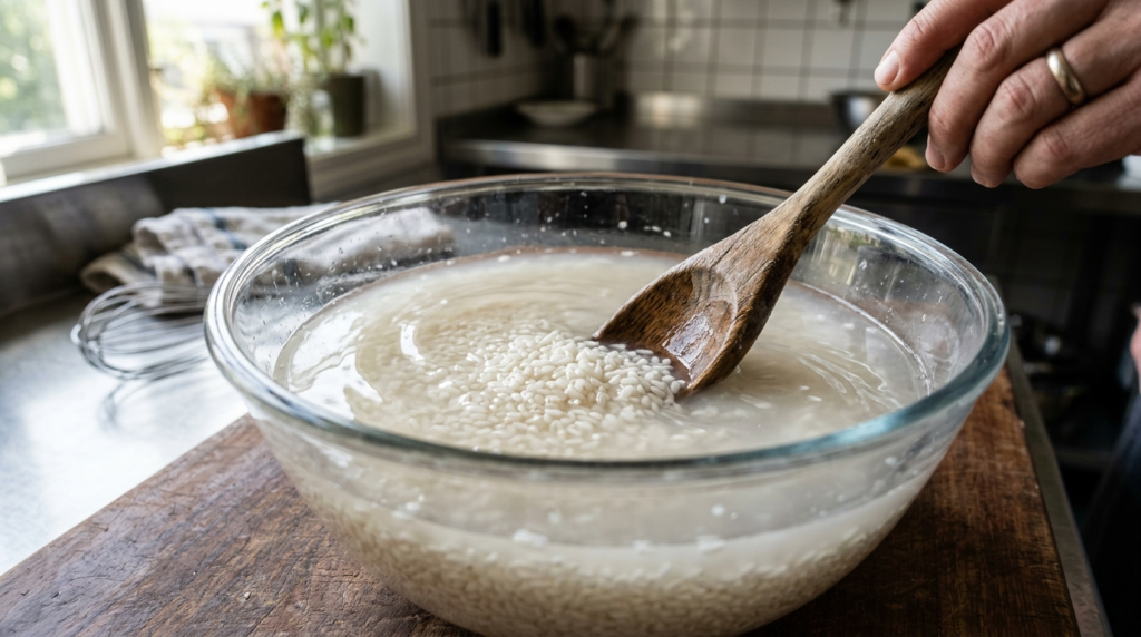 Step-by-step preparation of rice water for hair at home