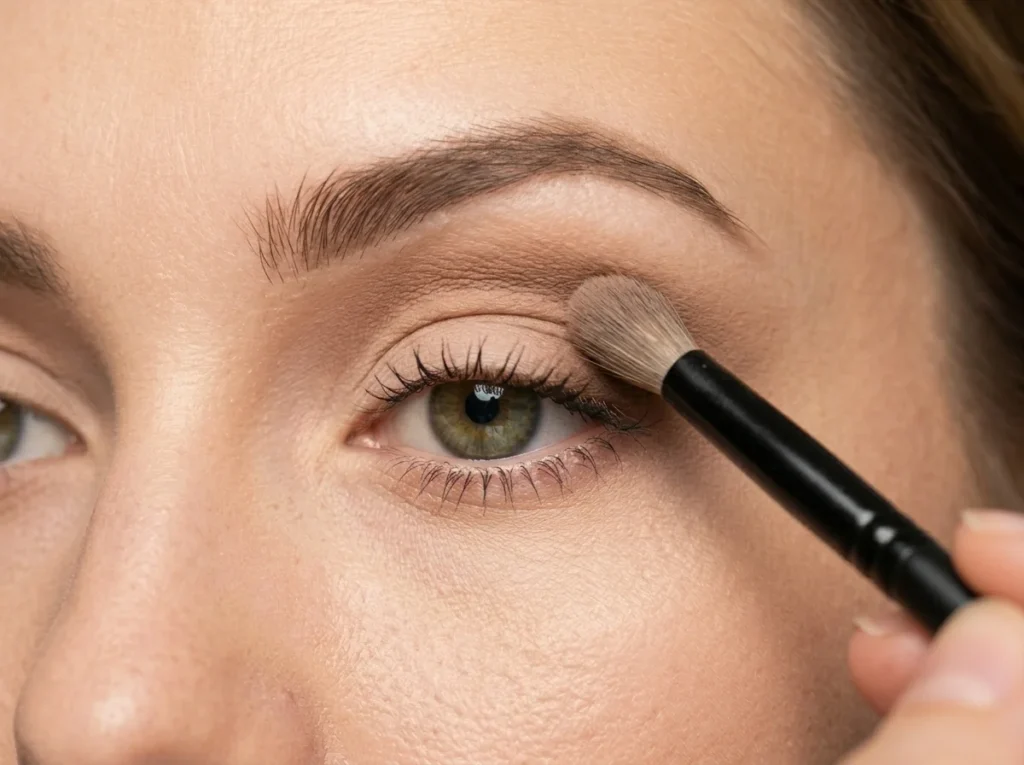 Detailed photo showing tailored eye makeup techniques for hooded eyes.