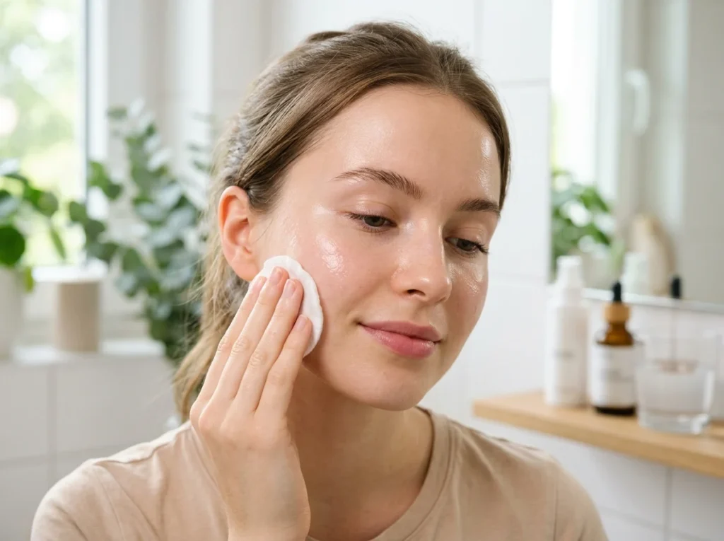 A professional portrait of a girl with glowing skin representing an ideal sensitive skin care result.