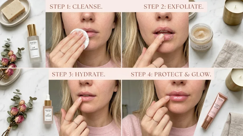 Step-by-step professional lip care routine guide