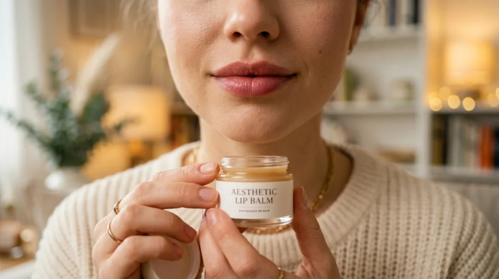 Natural pink lips result of a perfect lip care routine