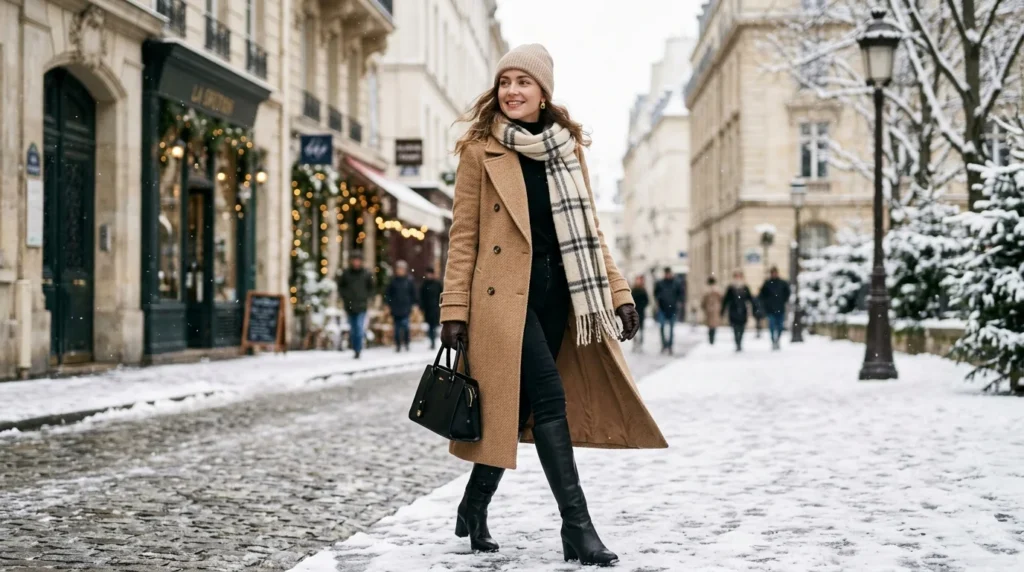 “Winter chic outfits with layered classy fashion style”