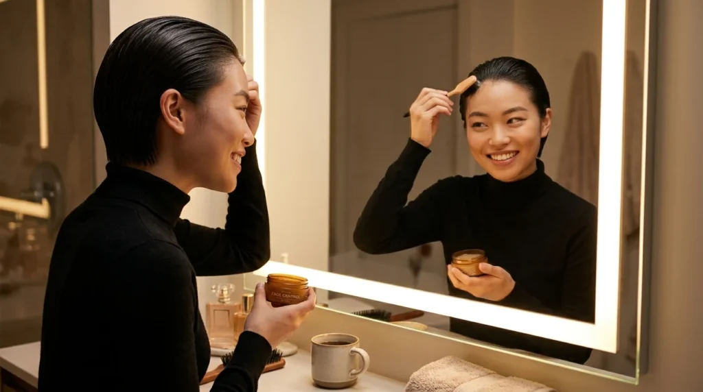 Casual everyday Slicked Back Hairstyles with minimalist styling