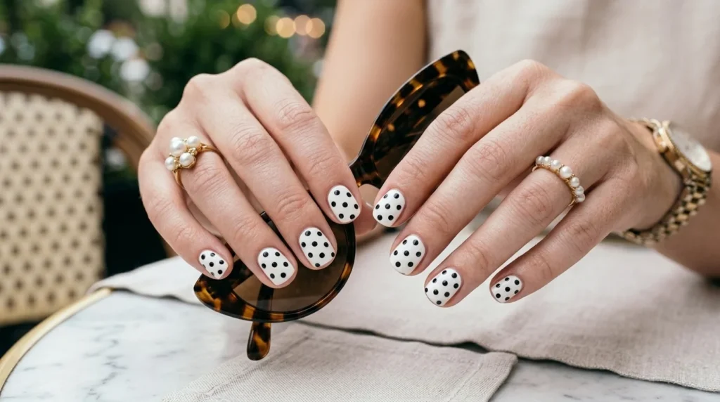 Creative floral Polka Dot Nail Designs for a neat and stylish nail art 