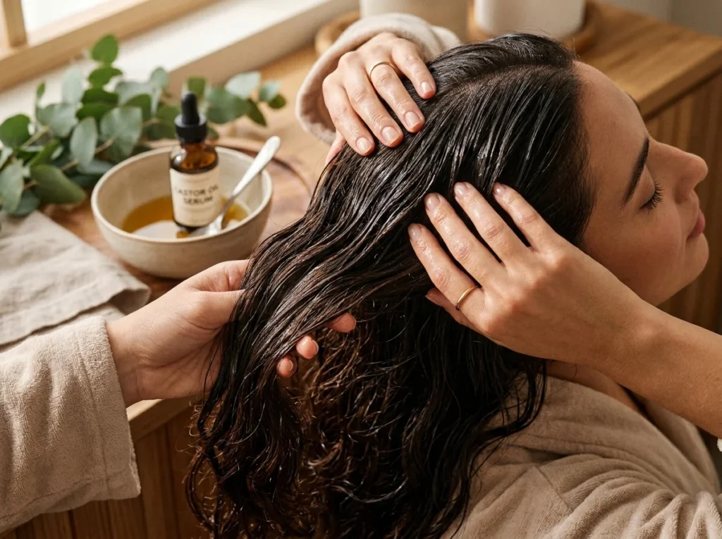 Nourishing Castor Oil Serums with relaxing scalp massage treatment