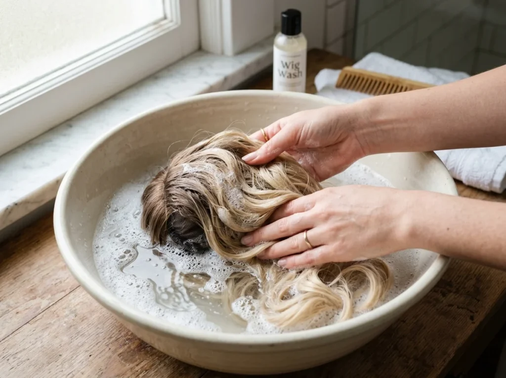 How to wash ombre wigs using cool water and shampoo.
