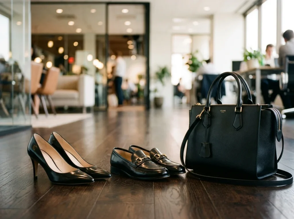 Selecting polished and comfortable footwear for interview outfits for women.