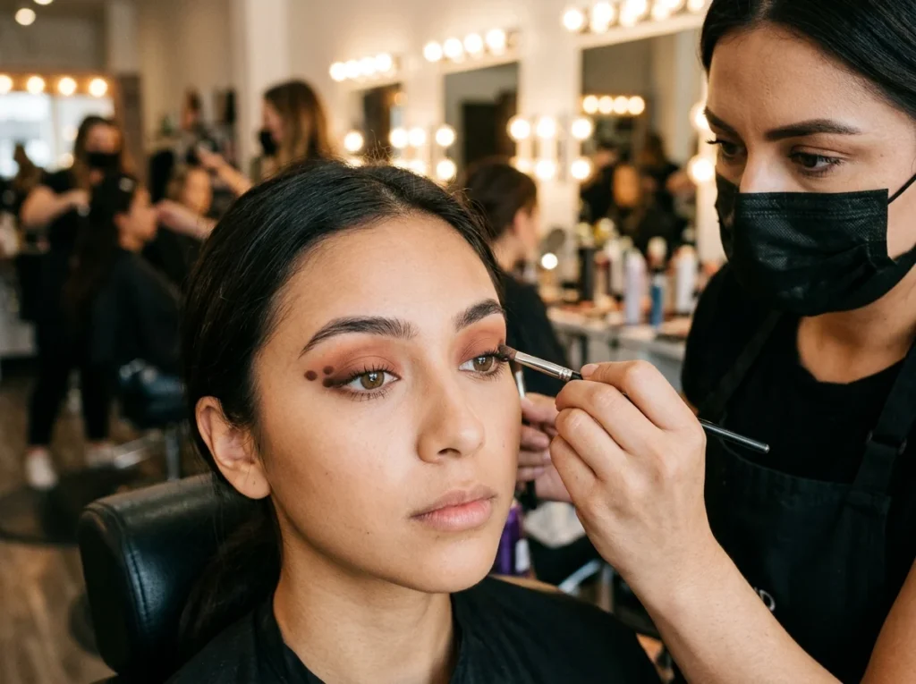 illustrating professional eye makeup techniques for creating depth.