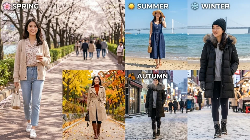 Seasonal Korean outfit transitions for year-round style.