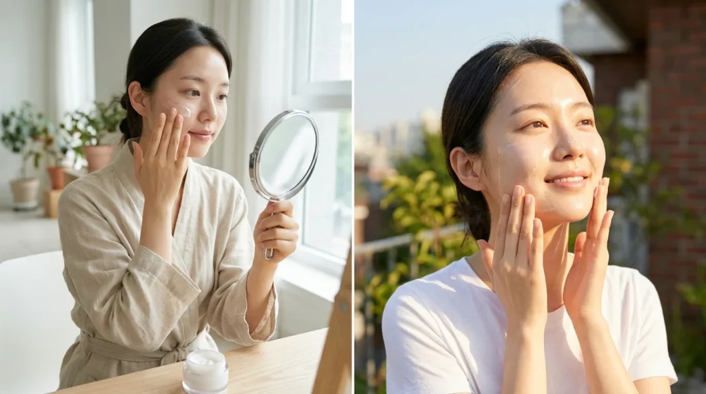 moisturizer and sunscreen korean skincare routine for skin protection and hydration