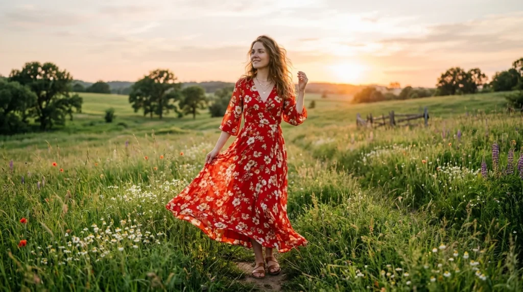 “Floral maxi Memorial Day Outfit Ideas for elegant summer style”