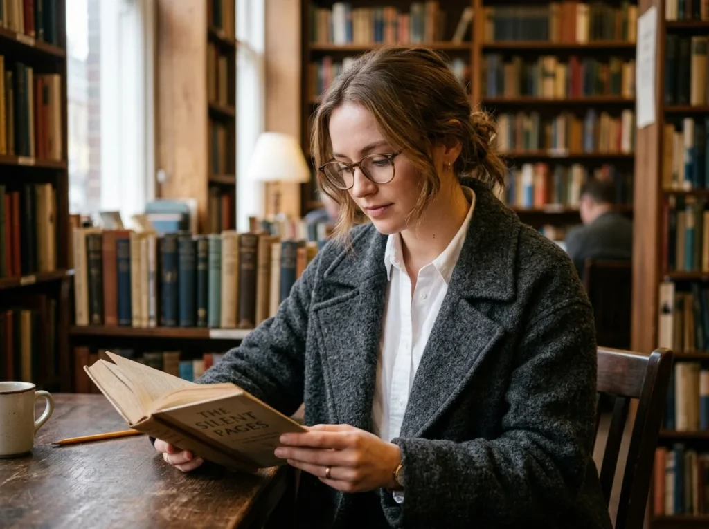 Charcoal wool coat and white shirt for a classic academic old money look.