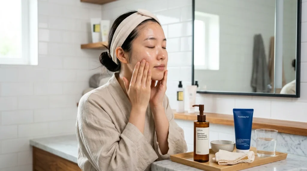 double cleansing method korean skincare routine oil and water based cleanser steps
