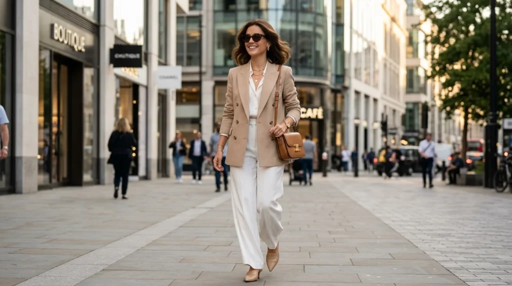 A designer examining textile swatches to create elegant chic outfits.