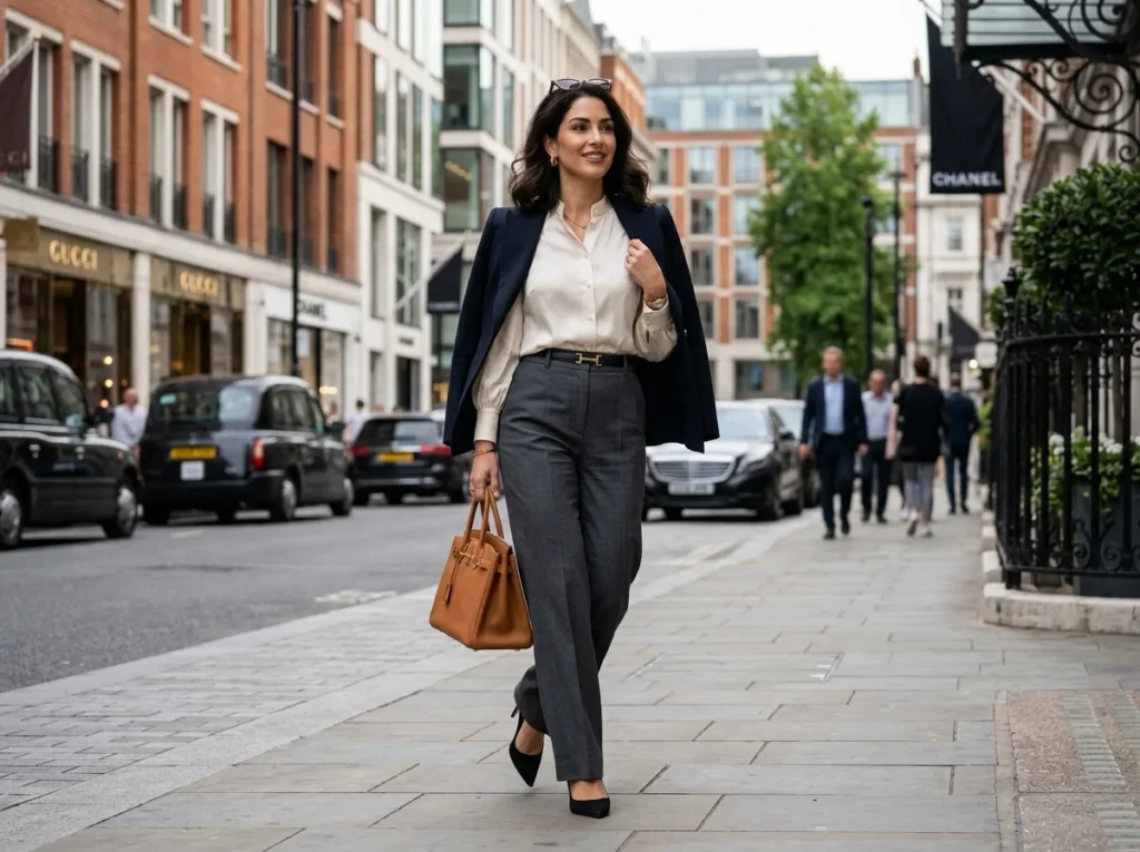 Flattering high-waisted trousers as versatile western outfits for women.