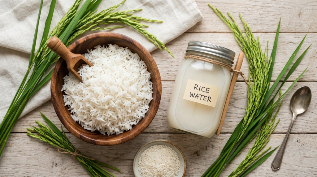 Traditional rice water for hair preparation