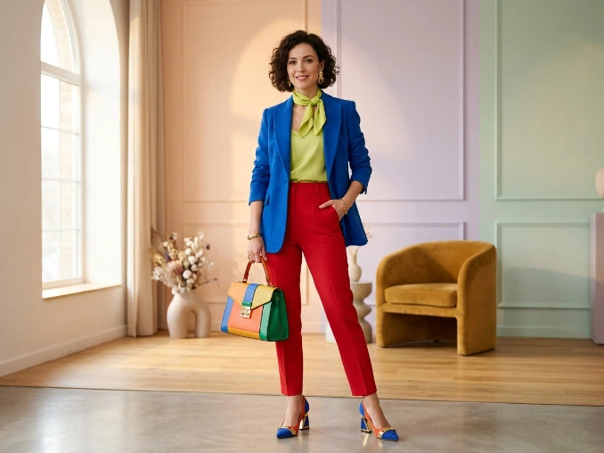 Dopamine dressing outfit ideas with colorful stylish fashion