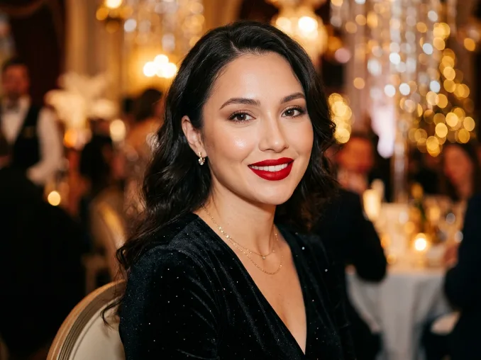 Bold red lip makeup for a glamorous New Year's Eve look