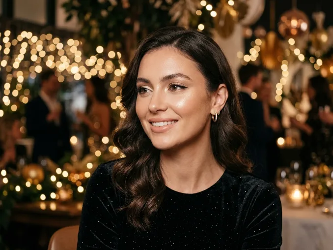 Strategic highlighter for a glowing New Year's Eve makeup look