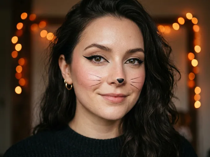 Simple Halloween cat eye makeup look