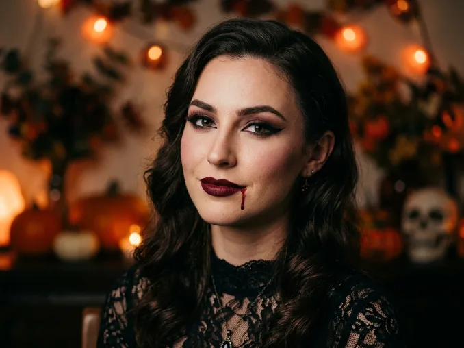 Simple Halloween vampire glam makeup
