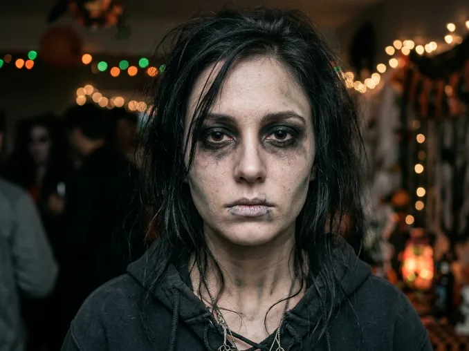 Simple Halloween zombie makeup look