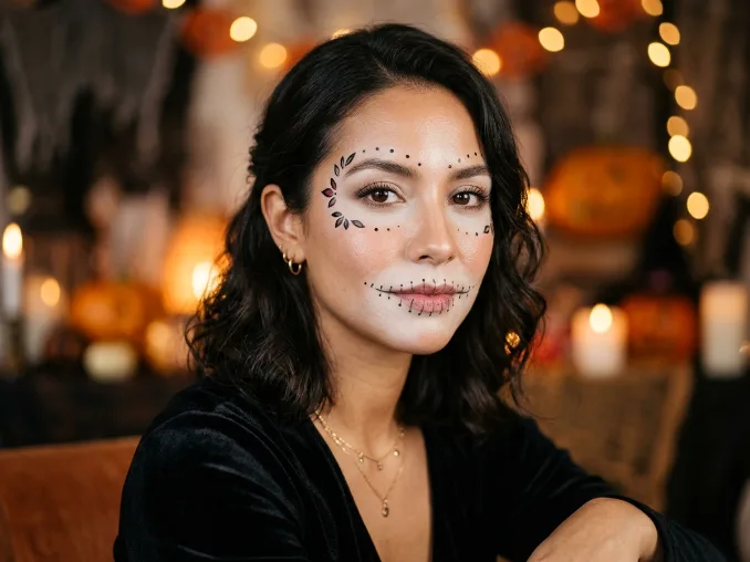 Simple sugar skull Halloween makeup look